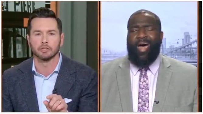 JJ Redick pushes back on Kendrick Perkins racist insinuations about NBA voters. (Credit: Screenshot/Twitter Video https://twitter.com/SwipaCam/status/1630983952000221215)