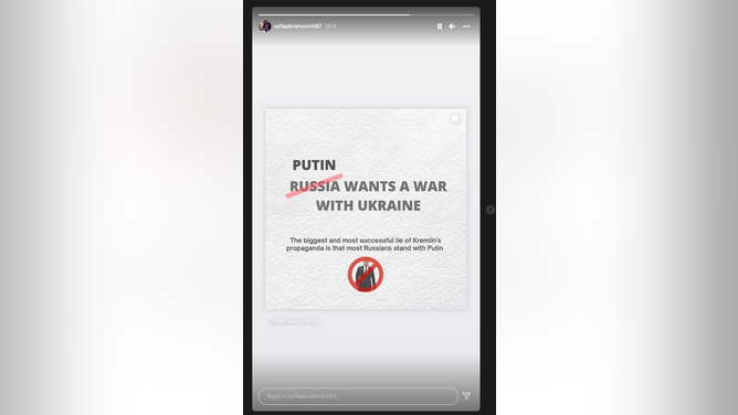Russian oligarch daughter Instagram message