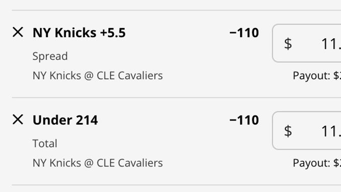 The NY Knicks' spread vs. the Cavaliers and odds for the Game 2 Under from DraftKings.