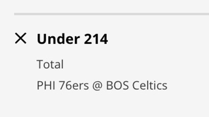 Odds for the UNDER in Sixers at Celtics for Game 1 as of Monday, May 1st at 10:35 a.m. ET from DraftKings.