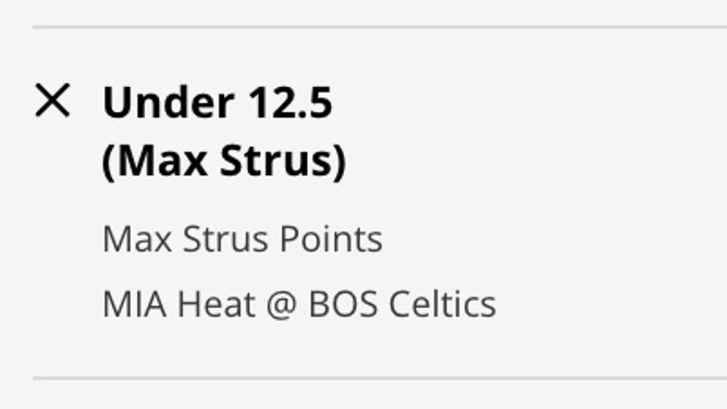 Odds for the Under for Miami SG Max Strus's point prop vs. the Celtics in Game 1.