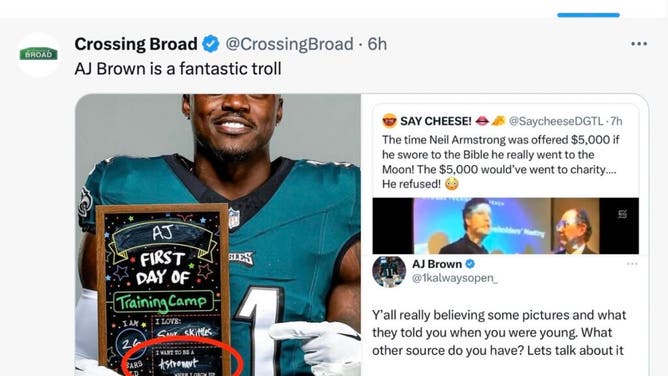 Eagles WR AJ Brown likes a tweet calling him a