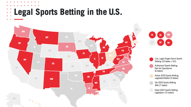 Sports betting state map