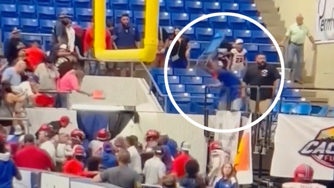 Texas Arena football fan player fight video odessa