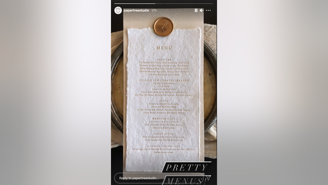 Trevor Lawrence wedding menu