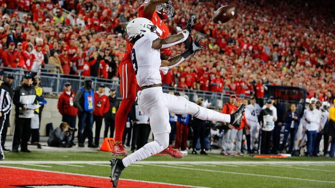Penn State CB Joey Porter Jr. breaks up the pass intended for Ohio State Buckeyes WR Garrett Wilson during at Ohio Stadium.