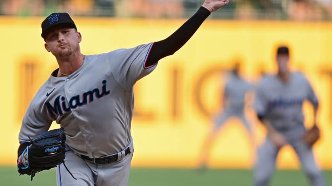 Miami Marlins starting pitcher Braxton Garrett pitches during the 1st inning Pittsburgh Pirates at PNC Park in Pennsylvania.