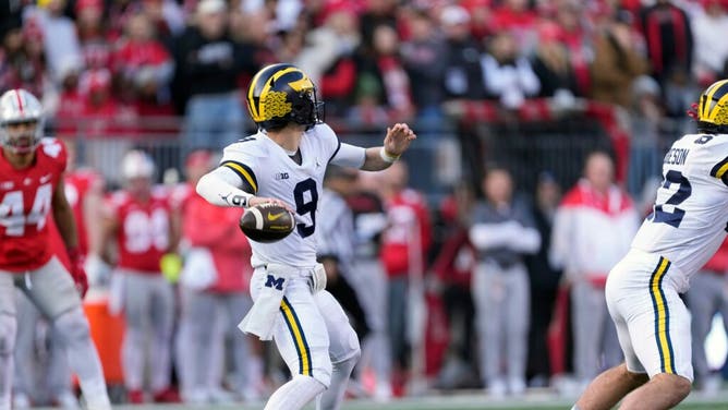 Michigan Wolverines QB J.J. McCarthy throws a long TD vs. Ohio State Buckeyes at Ohio Stadium.