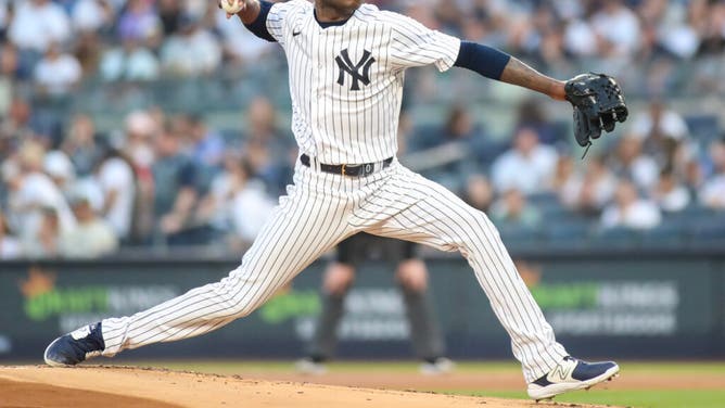 Yankees RHP Domingo German pitches in the 1st inning vs. the Boston Red Sox at Yankee Stadium.