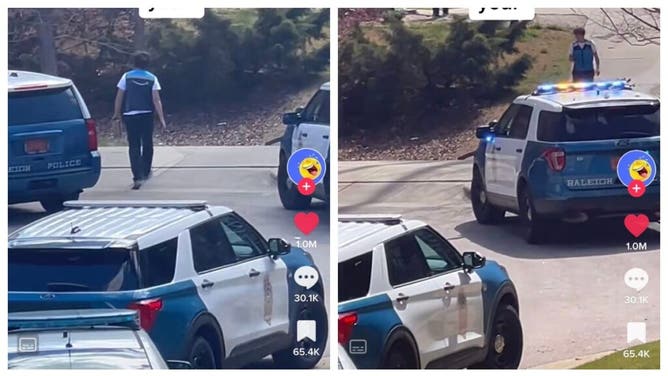 Amazon driver delivers package during standoff.