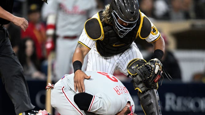 Bryce Harper hit by pitch