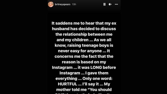 Britney Spears Instagram story