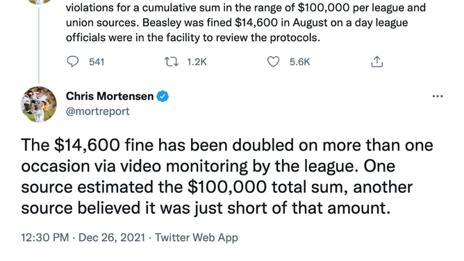 Chris Mortensen - Tweet 1 & 2 - Cole Beasley