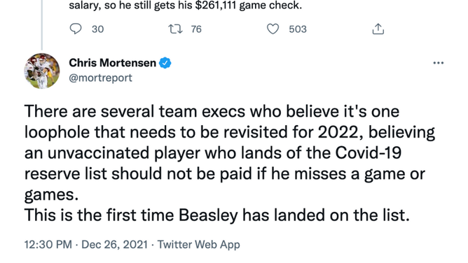 Chris Mortensen - Tweet 3 & 4 - Cole Beasley