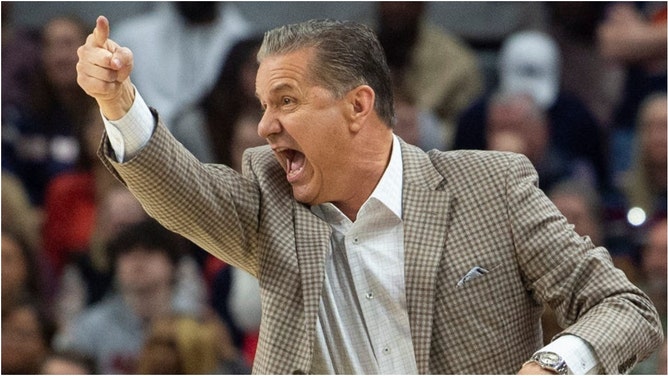 John Calipari rants after beating Auburn. (Credit: USA Today Sports Network)