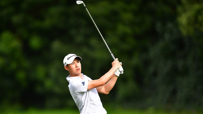 Collin Morikawa plays his shot on the 12th fairway during the 3rd round of The 2023 Genesis Invitational at Riviera Country Club. (Gary A. Vasquez-USA TODAY Sports)