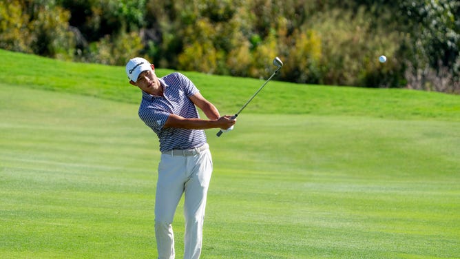 Collin Morikawa hits a chip shot during the third round of The Sentry 2024 at Kapalua. (Kyle Terada-USA TODAY Sports)