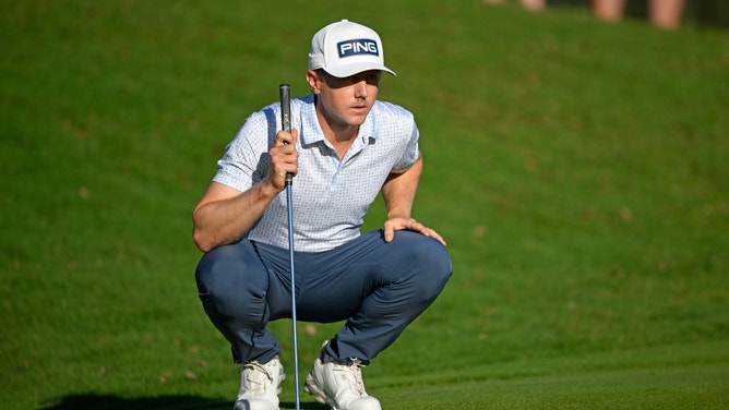 PGA Tour golfer Mackenzie Hughes lines up a putt on the 13th green during the first round of the Mexico Open.