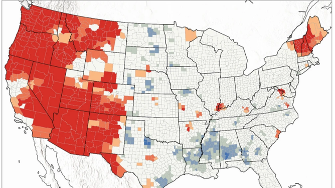 Map shows UFO sighting hot spots. (PHOTO CREDIT: Medina, Brewer & Kirkpatrick. Sci Rep (2023)/Creative Commons License/https://creativecommons.org/licenses/by/4.0/)