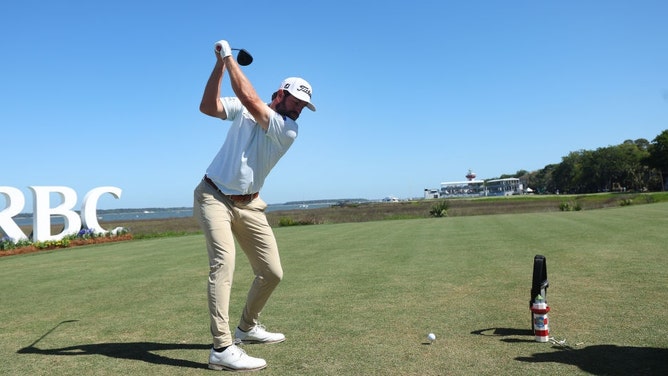 Cameron Young hitting his driver in the 2023 RBC Heritage Pro-Am at Harbour Town Golf in Hilton Head Island, South Carolina. (Photo by Andrew Redington/Getty Images)