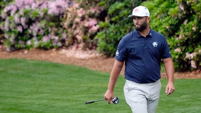 Jon Rahm surveys the 13th green during a practice round for the 2024 Masters at Augusta National Golf Club. (Adam Cairns-USA TODAY Sports)