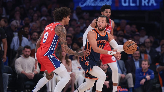 New York Knicks PG Jalen Brunson vs. the Philadelphia 76ers in Game 2 of the 1st round for the 2024 NBA Playoffs at Madison Square Garden. (Vincent Carchietta-USA TODAY Sports)