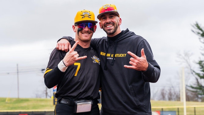 John Odom (left) hit three home runs for the Northern Kentucky Norse in Friday's win over the Oakland Golden Grizzlies.