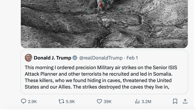 Donald Trump made the footage of an ISIS leader being blown up his pinned tweet. (Credit: X/Donald Trump)