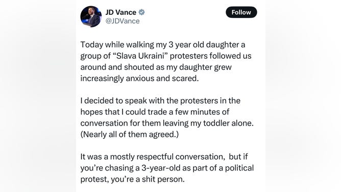 JD Vance blasts Ukraine protesters. (Credit: X/JD Vance)