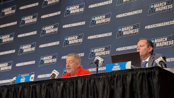 Auburn's Bruce Pearl speaks with the media before his team starts the NCAA Tournament. Via: Trey Walllace