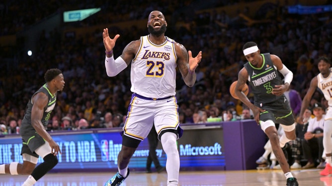 The Los Angeles Lakers host the Minnesota Timberwolves Tuesday for Game 2 in the first round of the 2025 NBA Playoffs. (Photo credit: Jayne Kamin-Oncea-Imagn Images)