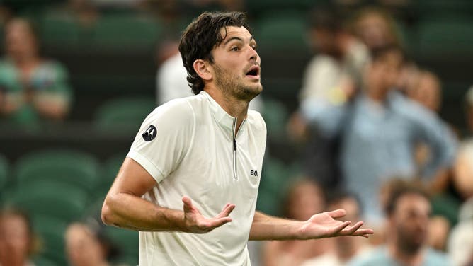The first round Wimbledon match between American Taylor Fritz and Frenchman Giovanni Mpetshi Perricard was suspended due to an impending curfew at the All England Club.