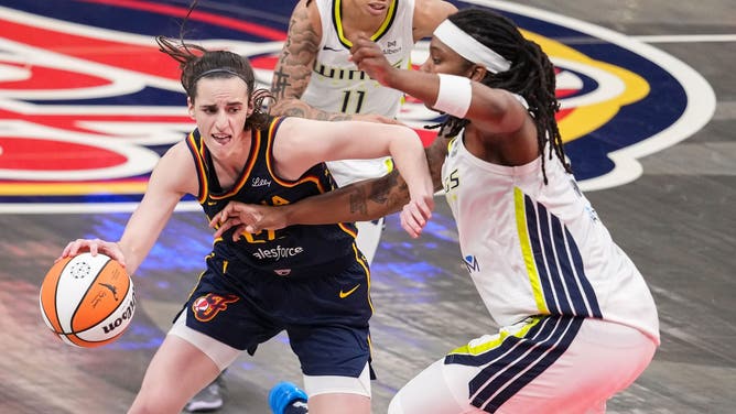 A clip from Sunday's WNBA game between the Indiana Fever and Dallas Wings has gone viral as Caitlin Clark endures several uncalled fouls on one possession.