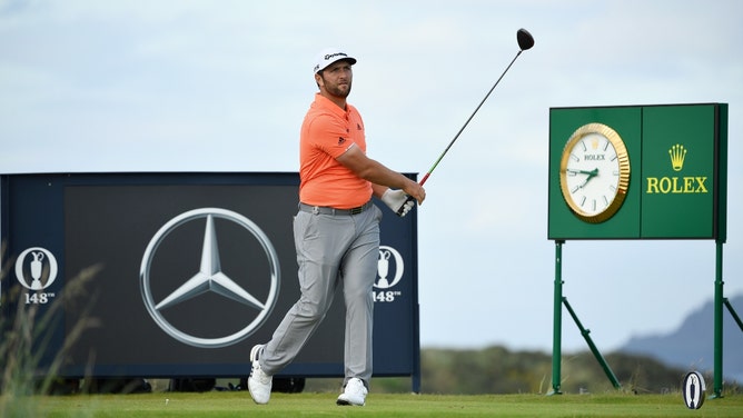 Jon Rahm hitting a tee shot during the first round of the 148th Open Championship at Royal Portrush Golf Club in Northern Ireland. (Photo credit: Stuart Franklin/Getty Images)