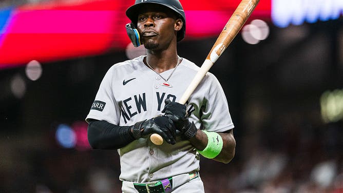 Jazz Chisholm arguing with the Atlanta Braves
