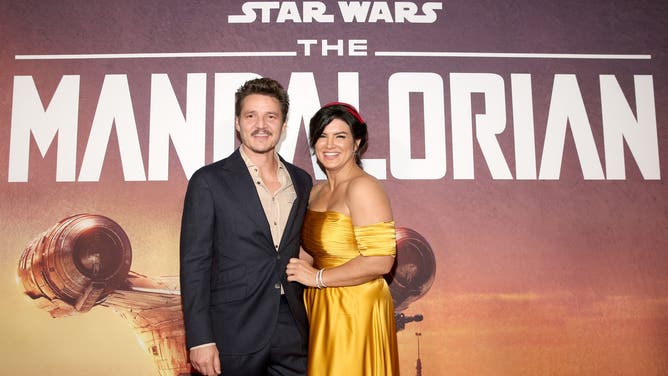 "Pedro Pascal and Gina Carano at 'The Mandalorian' premiere in Hollywood, November 2019."