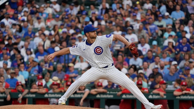 Mike Soroka pitching for the Chicago Cubs