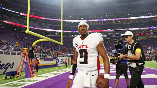 Atlanta Falcons quarterback Michael Penix Jr. walks off the field after defeating the Minnesota Vikings in Week 2 of the NFL season