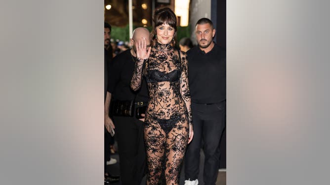 Dakota Johnson in a see-through dress
