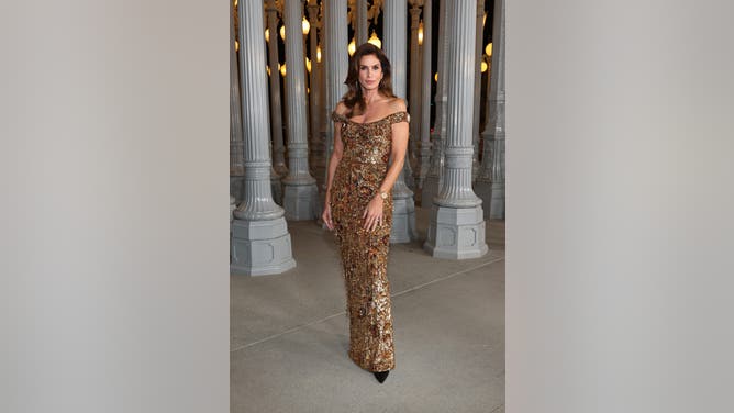 Cindy Crawford tight dress at the LACMA Art+Film Gala