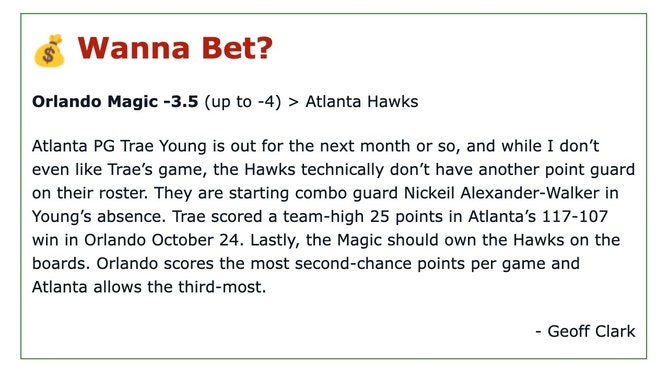 My analysis of the Orlando Magic at Atlanta Hawks NBA game for OutKick's Tuesday Newsletter.