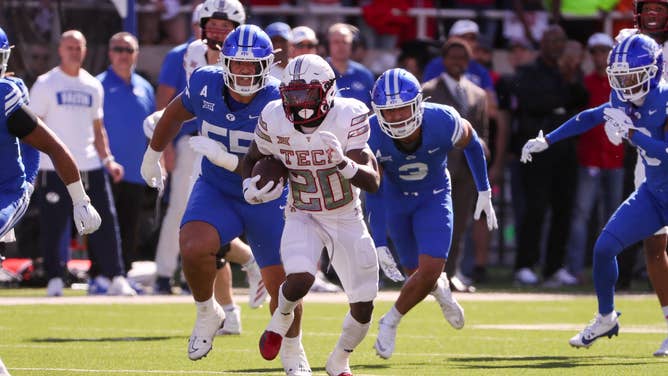 The Texas Tech Red Raiders and BYU Cougars meet for the second time this season Saturday in the 2025 Big XII Championship at AT&T Stadium in Texas. (Photo credit: Nathan Giese/Avalanche-Journal-USA TODAY NETWORK via Imagn Images)
