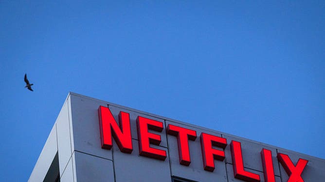 Netflix logo on a building