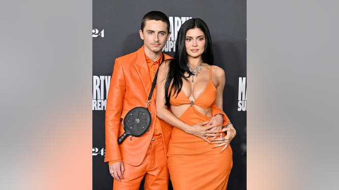 Kylie Jenner red carpet with Timothée Chalamet for Marty Supreme