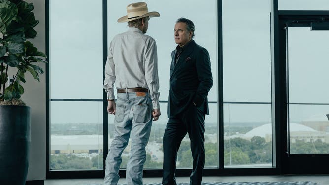 Andy Garcia as Gallino in Landman episode 3, season 2, streaming on Paramount+. Photo Credit: Emerson Miller/Paramount+