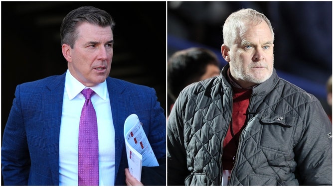 Side-by-side of ESPN's Rece Davis and CFP Committee chair Hunter Yurachek.