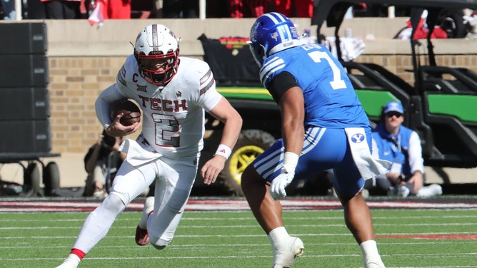 The BYU Cougars face the Texas Tech Red Raiders in the 2025 Big XII championship. (Photo credit: Michael C. Johnson-Imagn Images)