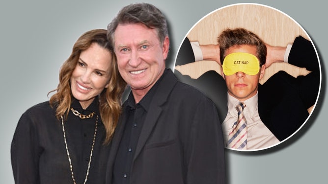 Janet and Wayne Gretzky and some guy napping