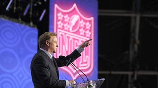 NFL Commissioner Roger Goodell speaks during round one of the NFL draft