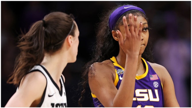 LSU Tigers star Angel Reese taunts Iowa star Caitlin Clark during 2023 Women's NCAA Championship game.